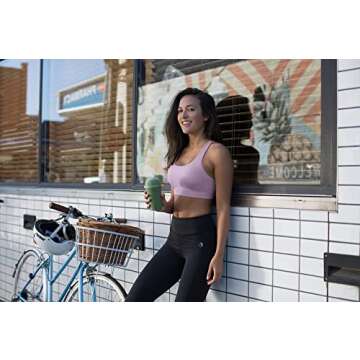 icyzone Padded Strappy Sports Bra Yoga Tops Activewear Workout Clothes for Women (L, Lilac)