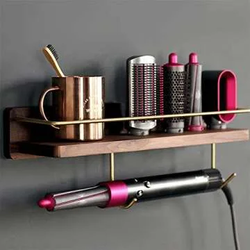 Affogato Wall Mounted Holder for Dyson Airwrap Styler Hair Curler Storage Solution - Elegant Wood St...
