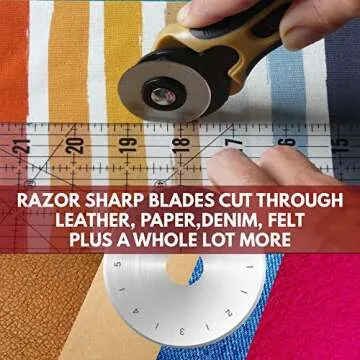 Madam Sew 60mm Rotary Cutter Replacement Blades, 5 Tungsten Steel Blades | Cuts Thick Layers of Fabric, Felt, Leather and Vinyl – Compatible with Fiskars, Olfa, Clover and Other Brands