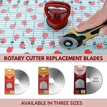 Madam Sew 60mm Rotary Cutter Replacement Blades, 5 Tungsten Steel Blades | Cuts Thick Layers of Fabric, Felt, Leather and Vinyl – Compatible with Fiskars, Olfa, Clover and Other Brands