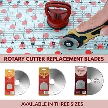 Madam Sew 60mm Rotary Cutter Replacement Blades, 5 Tungsten Steel Blades | Cuts Thick Layers of Fabric, Felt, Leather and Vinyl – Compatible with Fiskars, Olfa, Clover and Other Brands
