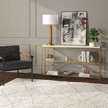 Elegant Henn&Hart Tall Table Lamp in Rustic Oak and Brass