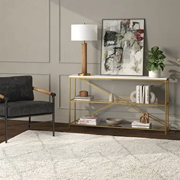 Elegant Henn&Hart Tall Table Lamp in Rustic Oak and Brass