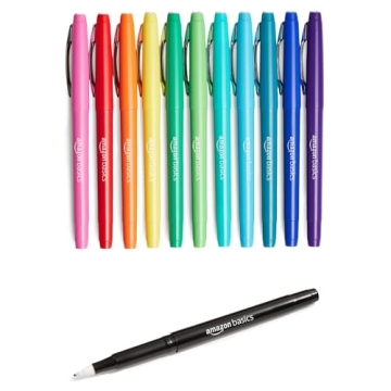 Amazon Basics Felt Tip Markers 12-Pack Vibrant Colors