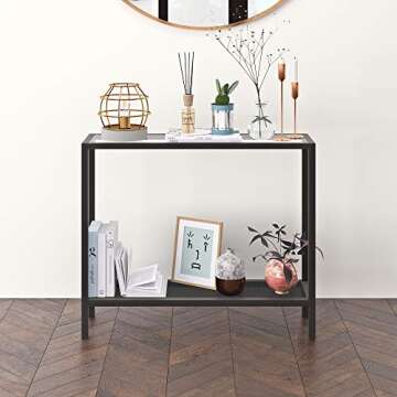 Henn&Hart 36" Wide Rectangular Console Table in Blackened Bronze, Entryway Table, Accent Table for L...