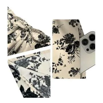 Yincro Women's Flowy Maxi Skirt Summer Pleated High Waisted Casual Long Skirts with Pockets (Black Flower Light Beige, 2XL)