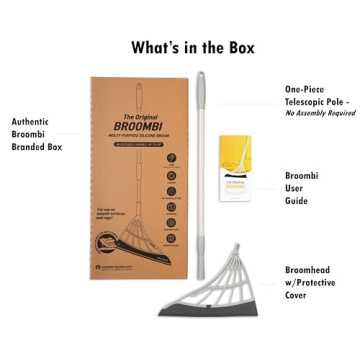 Original Broombi - All-Surface Silicone Broom, Squeegee, Pet Hair Remover - Smart Broom for Indoor Cleaning - Cleans Glass, Fine Dust, Hair, Liquids - for Smooth Floors, Rugs, Windows (Grey)