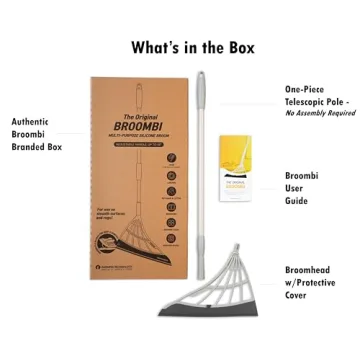 Original Broombi - All-Surface Silicone Broom, Squeegee, Pet Hair Remover - Smart Broom for Indoor Cleaning - Cleans Glass, Fine Dust, Hair, Liquids - for Smooth Floors, Rugs, Windows (Grey)