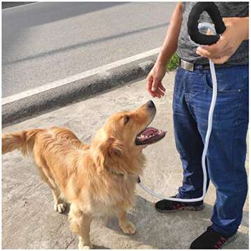 MayPaw Dog Leash Heavy Duty Rope- Comfortable Padded Handle, 3/4/5/6/7/8/10/12/15 FT Outdoor Walking Training Lead Leash for Large Medium Dogs (1/2" x 6ft, White-Black dot)