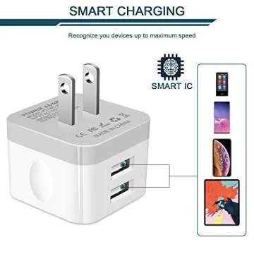 2Pack USB Wall Charger Plug, AILKIN 2.4A Dual Port USB Adapter Power Cube Fast Charging Station Box Base for iPhone 15 14 13 12 Pro Max SE 11 XR XS X/8, Samsung, Phones USB Charge Block-White Brick