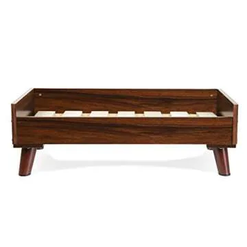 Furhaven Elevated Dog Bed Frame for 30" x 20" Medium Dog Beds, Easy Assembly - Mid-Century Modern Bed Frame - Walnut, Medium