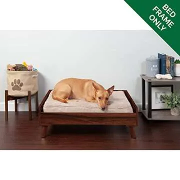 Furhaven Elevated Dog Bed Frame for 30" x 20" Medium Dog Beds, Easy Assembly - Mid-Century Modern Bed Frame - Walnut, Medium