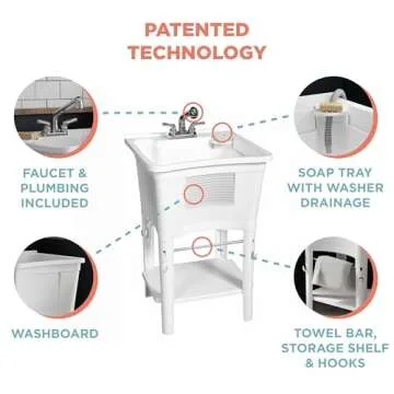 Zenna Home Utility Sink with Faucet for Laundry and More