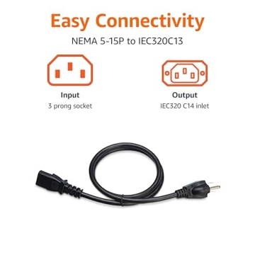 Amazon Basics 3-Foot Power Cord for Monitors and PCs