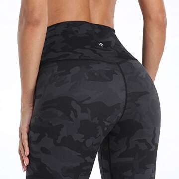 HeyNuts Hawthorn Athletic Women's High Waisted Yoga Leggings, Buttery Soft Workout Pants Compression 7/8 Leggings with Inner Pockets Camo Grey_25'' XXS(00)