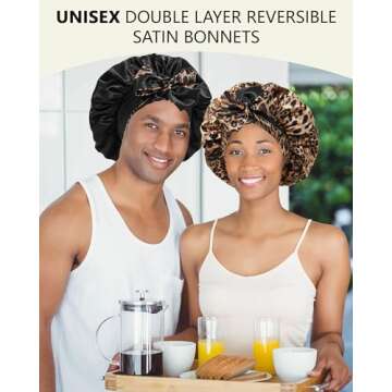 Satin Bonnet for Women Curly Hair Wrap with Tie Band