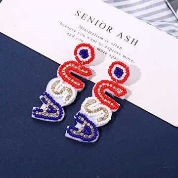 American Flag Beaded 4th of July Earrings for Women