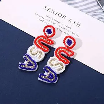 American Flag Beaded 4th of July Earrings for Women