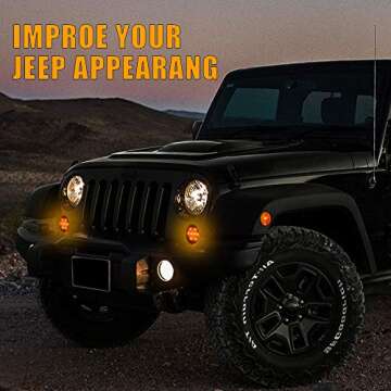 SUNPIE Amber Front LED Turn Signal Light Assembly for 2007~2016 Jeep Wrangler JK Turn Lamp Fender Flares Eyebrow Indicator Side Maker Parking Lights Bulb Smoke Lens Pack of Two