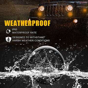 SUNPIE Amber Front LED Turn Signal Light Assembly for 2007~2016 Jeep Wrangler JK Turn Lamp Fender Flares Eyebrow Indicator Side Maker Parking Lights Bulb Smoke Lens Pack of Two