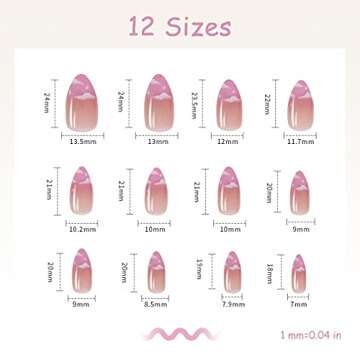 BABALAL Medium Length Press on Nails Glossy Nails Almond Fake Nails Cloud Nails Pink Stiletto Nails for Women and Girls