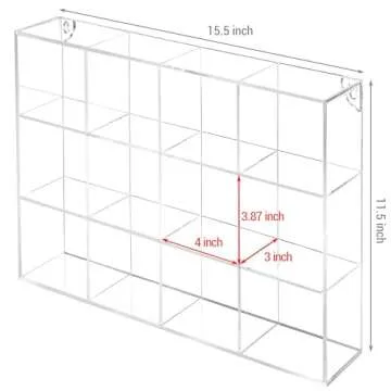 MyGift Wall Mounted Clear Acrylic Collectible Figure Display Case with 12 Compartments for Mini Toys, Crystals and Stone Showcase Shadow Box Shelf