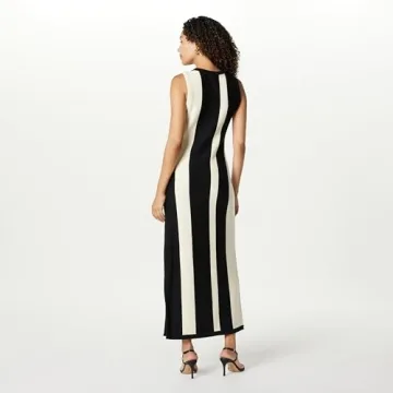 The Drop Women’s Stripe Sweater Dress by @takkunda, Black/Whisper White, M