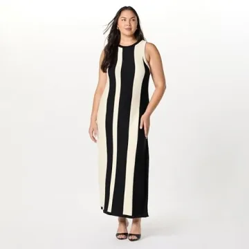 The Drop Women’s Stripe Sweater Dress by @takkunda, Black/Whisper White, M