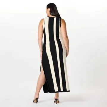 The Drop Women’s Stripe Sweater Dress by @takkunda, Black/Whisper White, M