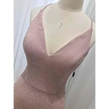 Women's Sparkle Deep V-Neck Bridesmaid Dresses Mermaid Glittery Prom Dresses Formal Gown (Peacock,12)