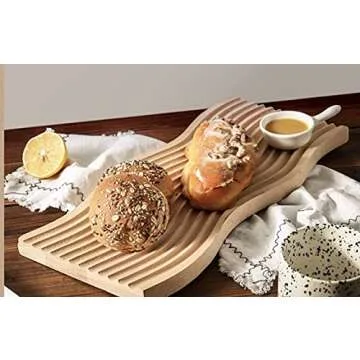 BLOFLO Decorative Tray Wave Shaped Natural Wooden Trays for Decor, Rustic Wood Serving Tray, Wood Decorative Trays for Coffee Table, Crystal Tray for Stones, Ottoman Tray for Living Room Home Kitchen