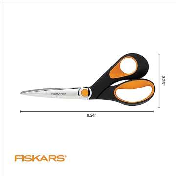 Fiskars RazorEdge Fabric Scissors - 8" Heavy Duty Fabric Shears with Softgrip Ergonomic Handle, Stainless Steel Blades