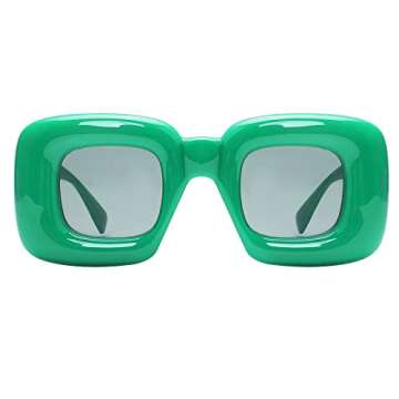 Akirawang Fashion Square Inflated Sunglasses for Women Men Oversized Thick Frame Trendy Glasses Mask Shades Designer Style