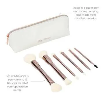 Jenny Patinkin Luxury 6 Dual Ended Makeup Brushes for Travel
