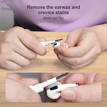SUPFINE Cleaner Kit for Airpod, Airpods Pro Cleaning Pen,Multi-Function Cleaner Kit Soft Brush for Phone Charging Port,Earbuds,Earpods,Earphone,Headphone, iPod,Case,iPhone,ipad,Laptop(White)