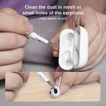 SUPFINE Cleaner Kit for Airpod, Airpods Pro Cleaning Pen,Multi-Function Cleaner Kit Soft Brush for Phone Charging Port,Earbuds,Earpods,Earphone,Headphone, iPod,Case,iPhone,ipad,Laptop(White)