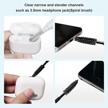 SUPFINE Cleaner Kit for Airpod, Airpods Pro Cleaning Pen,Multi-Function Cleaner Kit Soft Brush for Phone Charging Port,Earbuds,Earpods,Earphone,Headphone, iPod,Case,iPhone,ipad,Laptop(White)