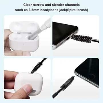 SUPFINE Cleaner Kit for Airpod, Airpods Pro Cleaning Pen,Multi-Function Cleaner Kit Soft Brush for Phone Charging Port,Earbuds,Earpods,Earphone,Headphone, iPod,Case,iPhone,ipad,Laptop(White)