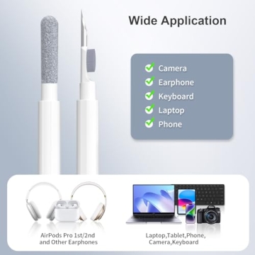 SUPFINE Cleaner Kit for Airpod, Airpods Pro Cleaning Pen,Multi-Function Cleaner Kit Soft Brush for Phone Charging Port,Earbuds,Earpods,Earphone,Headphone, iPod,Case,iPhone,ipad,Laptop(White)
