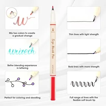 WRITECH Brush Tip Marker Pens for Colorful Calligraphy