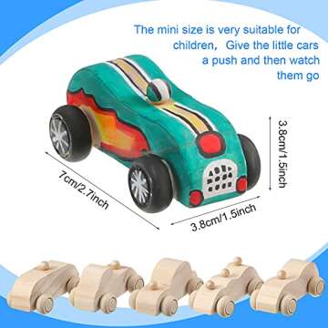 12 Pieces Wood DIY Car Toys, Unfinished Wooden Cars, Crafts for Students Home Activities, Easy Woodw...