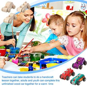 12 Pieces Wood DIY Car Toys, Unfinished Wooden Cars, Crafts for Students Home Activities, Easy Woodworking and Family Time Set