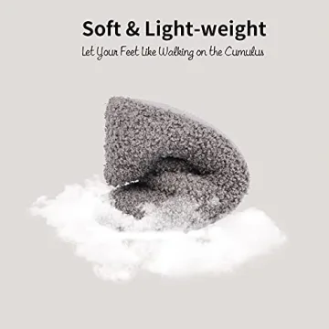 HomeTop Women's Fuzzy Curly Fur Memory Foam Loafer Slippers Bedroom House Shoes with Polar Fleece Lining (8.5, Grey)