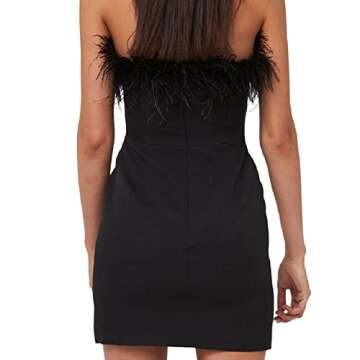SOLILOQUY Women's Sexy Feather Cocktail Dress for Parties