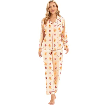 LUBOT Christmas Pajamas 100% Cotton Women's Cozy PJ Set