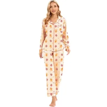 LUBOT Christmas Pajamas 100% Cotton Women's Cozy PJ Set
