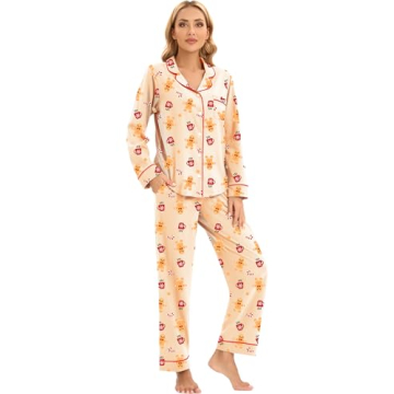 LUBOT Christmas Pajamas 100% Cotton Women's Cozy PJ Set