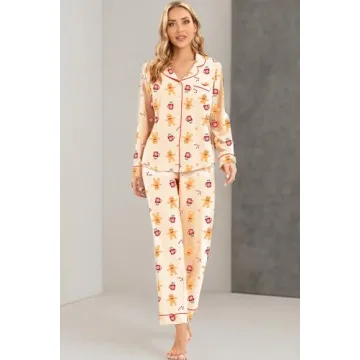 LUBOT Christmas Pajamas 100% Cotton Women's Cozy PJ Set