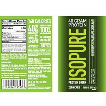 Isopure 40g Protein, Zero Carb Ready-to-Drink- Apple Melon, 20 Ounce (Pack of 12) (Packaging May Vary)