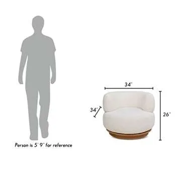 Jennifer Taylor Quinn 360 Swivel Accent Chair Ivory White